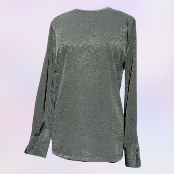 Chenille Jacquard Button Back Long Sleeve Blouse Talbots - Picture 6 of 11